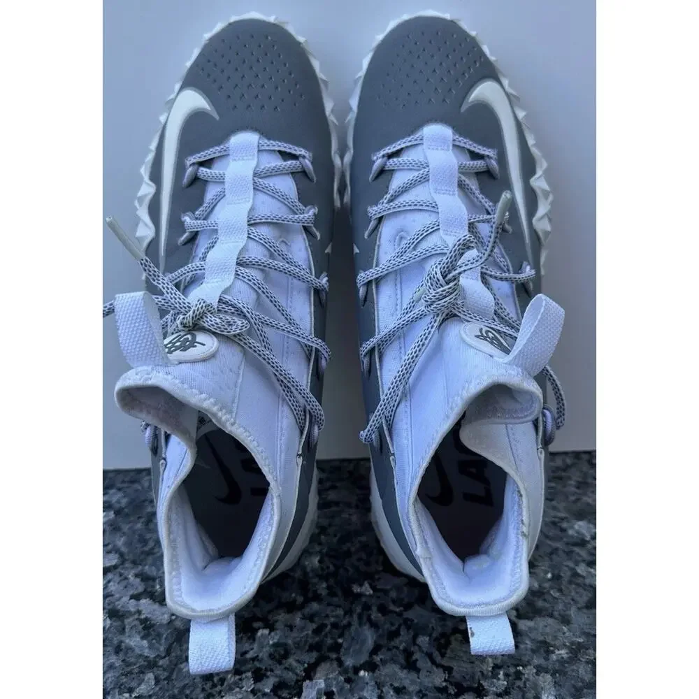 Size 13 Nike Alpha Huarache 6 Elite Gray Lacrosse Cleats Turf 923426-102